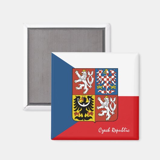 Tsjechische vlag en Tsjechische feestdagen/sportfa Magneet (Voorkant / Achterkant)