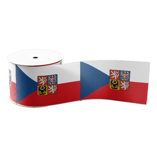 Tsjechische vlag en Tsjechische Republiek, Emblem- Grosgrain Lint (Spoel)