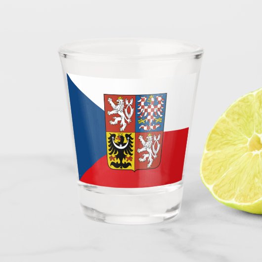 Tsjechische vlag en Tsjechische Republiek vaderlan Shot Glas (Voorkant)
