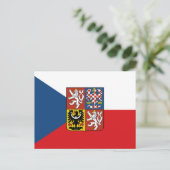Tsjechische vlag met wapenschild briefkaart (Staand voorkant)