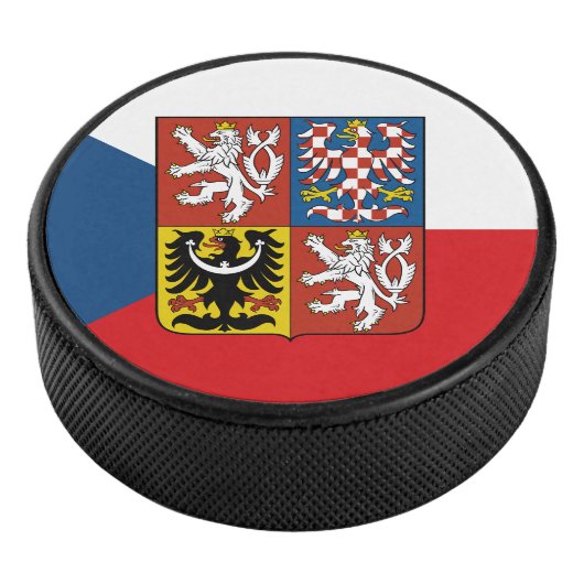 Tsjechische vlag met wapenschild hockey puck (3/4)