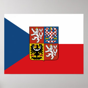 Tsjechische vlag met wapenschild poster