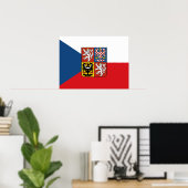 Tsjechische vlag met wapenschild poster (Thuiskantoor)
