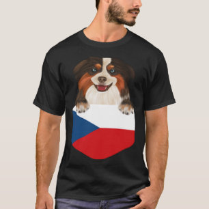 Tsjechische vlag Miniatuur Amerikaanse Herder Hond T-shirt