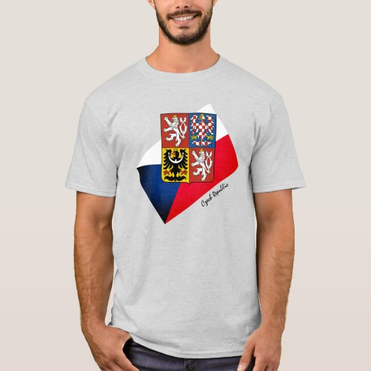 Tsjechische vlag T-shirt, Embleem mode & Tsjechië T-shirt (Voorkant)