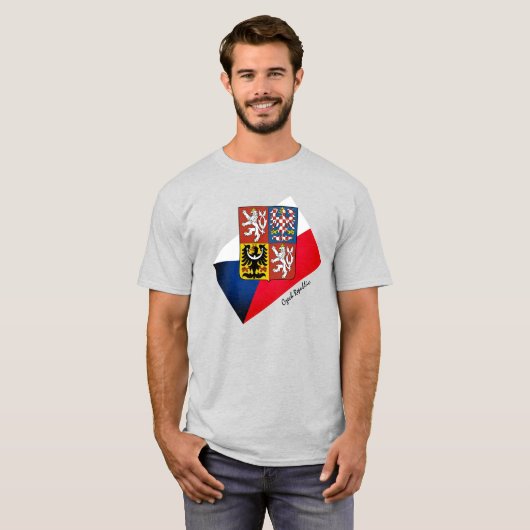 Tsjechische vlag T-shirt, Embleem mode & Tsjechië T-shirt (Voorkant volledig)