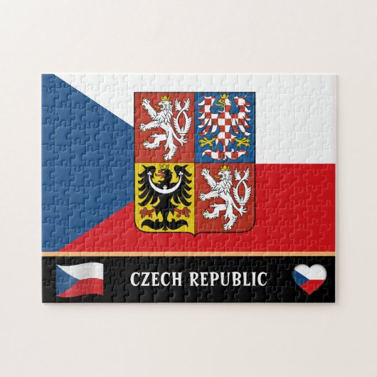 Tsjechische vlag & Tsjechisch land/Tsjechische Rep Legpuzzel (Horizontaal)