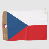 Tsjechische vlag & Tsjechische Republiek, monocent Golfhanddoek (Horizontaal)