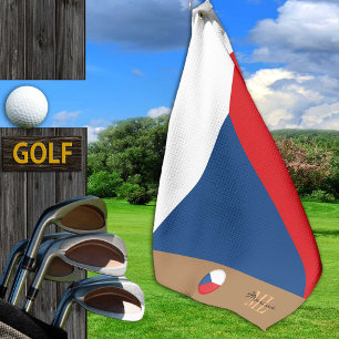 Tsjechische vlag & Tsjechische Republiek, monocent Golfhanddoek