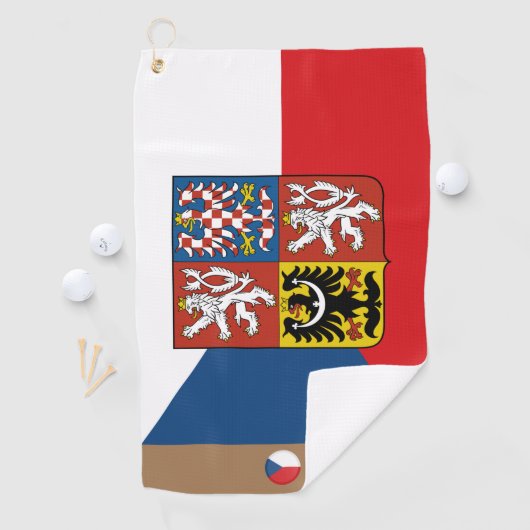Tsjechische vlag & Tsjechische Republiek, monocent Golfhanddoek (Insitu)