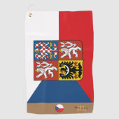 Tsjechische vlag & Tsjechische Republiek, monocent Golfhanddoek (Voorkant)