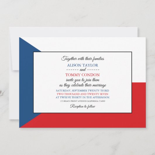 Tsjechische vlag, vlag van Tsjechië Huwelijk Kaart (Voorkant)