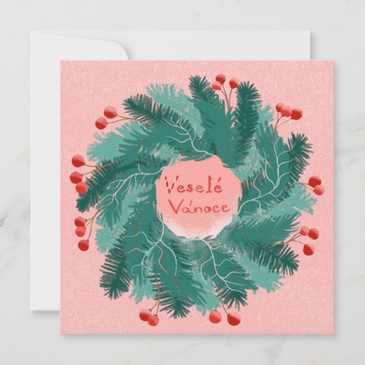 Tsjechische vrolijke kerstkrans kaart (Voorkant)