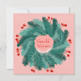 Tsjechische vrolijke kerstkrans kaart