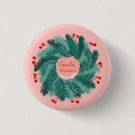 Tsjechische vrolijke kerstkrans ronde button 3,2 cm