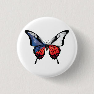 Tsjechische Zwaluwstaartvlinder Vlag Sticker Ronde Button 3,2 Cm
