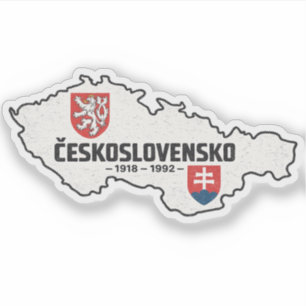 Tsjecho-Slowakije 1918-1992 Vintage Kaart Retro Sticker