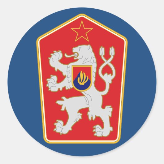 Tsjecho-Slowakije - Wapenschild (1960-1990) Sticke Ronde Sticker (Voorkant)