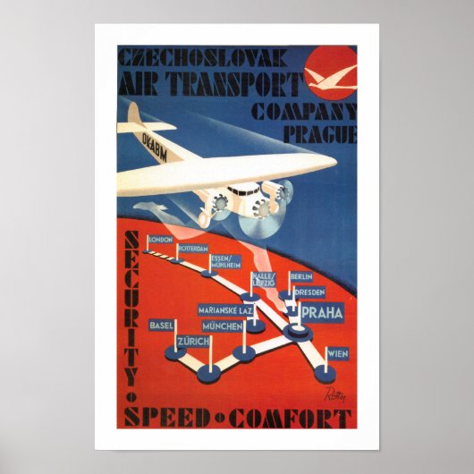 Tsjechoslowaaks luchtvervoer poster (Voorkant)