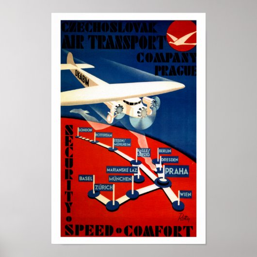 Tsjechoslowaaks luchtvervoer poster (Voorkant)