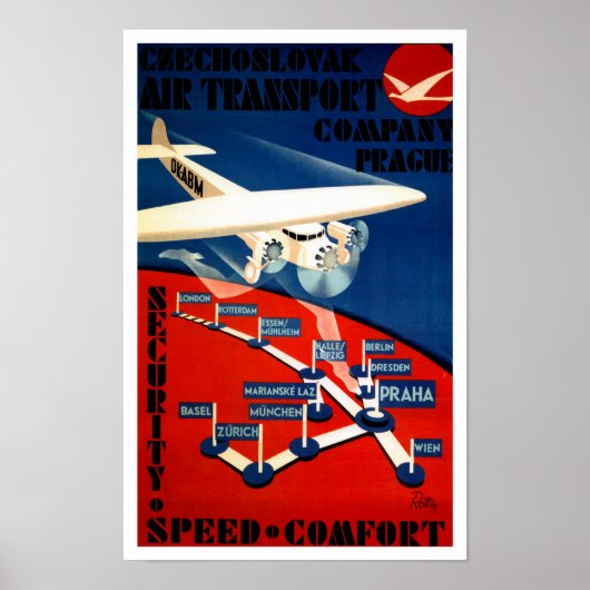 Tsjechoslowaaks luchtvervoer poster (Voorkant)