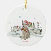 Tsjechoslowaaks Vlcak Waterverf hondenmonogram Keramisch Ornament (Voorkant)