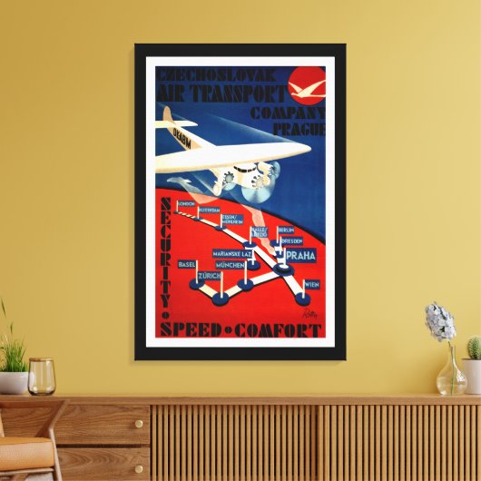 Tsjechoslowakije luchtvervoer - L Canvas Afdruk (Insitu (Woonkamer))