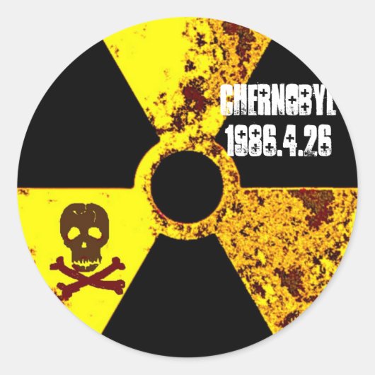 Tsjernobyl gedenkteken tegen kernenergie ronde sticker (Voorkant)