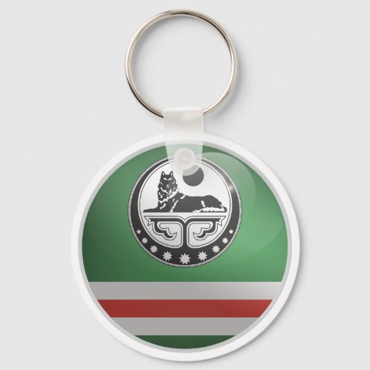 Tsjetsjeense Glossy Circle Flag Sleutelhanger (Voorkant)