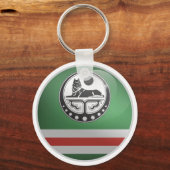 Tsjetsjeense Glossy Circle Flag Sleutelhanger (Voorkant)