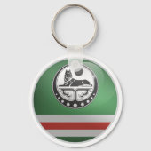 Tsjetsjeense Glossy Circle Flag Sleutelhanger (Achterkant)