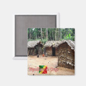 TSJG005 REPUBLIEK CONGO, House Pygmy, Fridge Magneet (Voorkant / Achterkant)