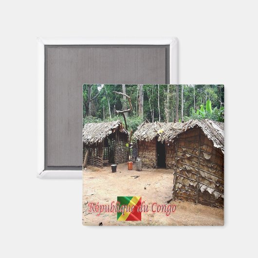 TSJG005 REPUBLIEK CONGO, House Pygmy, Fridge Magneet (Voorkant / Achterkant)