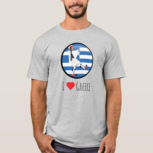 Tsolias (Evzone) met fustanella & Griekse vlag T-S T-shirt (Voorkant)