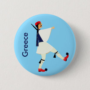 Tsolias (Evzones) met fustanella Greece souvenir Ronde Button 5,7 Cm