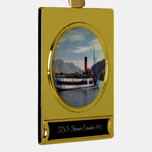 TSS Earnslaw stoomschip 1912 Verguld Banner Ornament (Rechts)