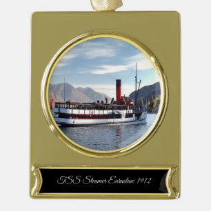 TSS Earnslaw stoomschip 1912 Verguld Banner Ornament