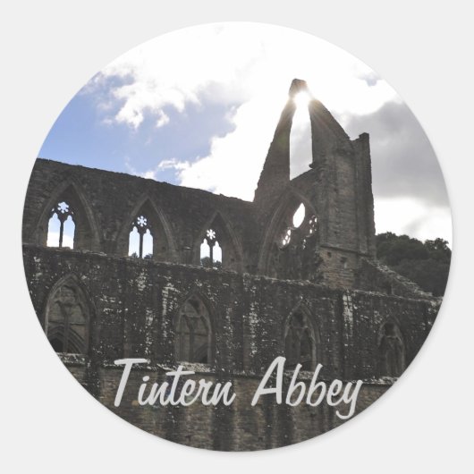 Tstage Abbey, klooster van Cistercian, Wales Ronde Sticker (Voorkant)