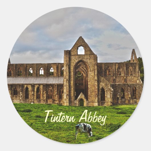 Tstage Abbey, klooster van Cistercian, Wales Ronde Sticker (Voorkant)