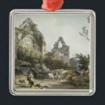 Tstage Abbey uit 'The Romantic and Picturesque' Metalen Ornament<br><div class="desc">Afbeelding: 209693 Tassiabey,  uit "The Romantic and Picturesque Scenery of England Wales",  gepubliceerd in 1805 (kleurengraving). Loutherbourg,  Philippe de (1740-1812) (na). Privé Collectie,  het Stapleton Collectie.  Kunst,  fijne kunst.</div>