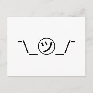 Tsu Kana Shrug Emoticon - piobe\_ ㋡_/ Japanse Kaom Briefkaart