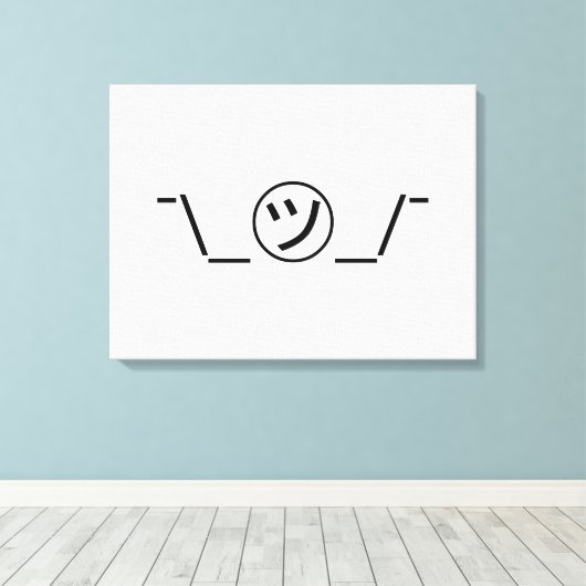 Tsu Kana Shrug Emoticon - piobe\_ ㋡_/ Japanse Kaom Canvas Afdruk (Insitu (Houten vloer))