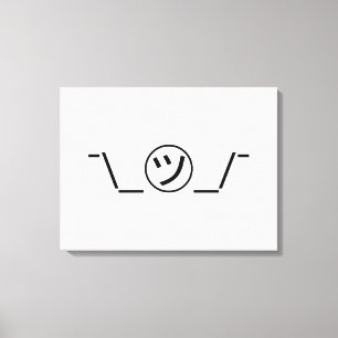 Tsu Kana Shrug Emoticon - piobe\_ ㋡_/ Japanse Kaom Canvas Afdruk