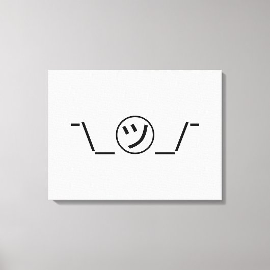 Tsu Kana Shrug Emoticon - piobe\_ ㋡_/ Japanse Kaom Canvas Afdruk (Voorkant)