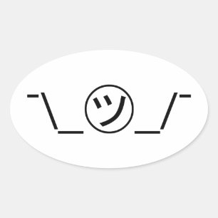 Tsu Kana Shrug Emoticon - piobe\_ ㋡_/ Japanse Kaom Ovale Sticker