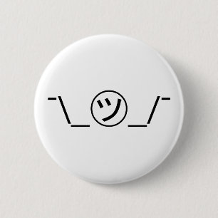 Tsu Kana Shrug Emoticon - piobe\_ ㋡_/ Japanse Kaom Ronde Button 5,7 Cm