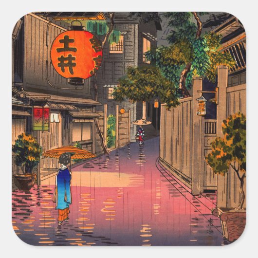 Tsuchiya Koitsu - Avond in Ushigome Vierkante Sticker (Voorkant)