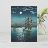 Tsuchiya Koitsu - Boten bij Shinagawa, Nacht Bedankkaart (Staand voorkant)