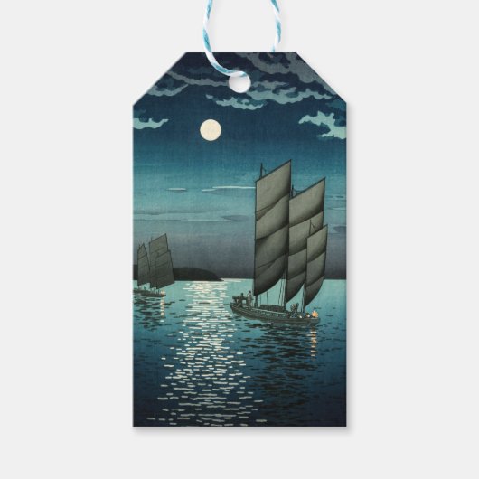 Tsuchiya Koitsu - Boten bij Shinagawa, Nacht Cadeaulabel (Voorkant)