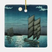 Tsuchiya Koitsu - Boten bij Shinagawa, Nacht Keramisch Ornament (Achterkant)